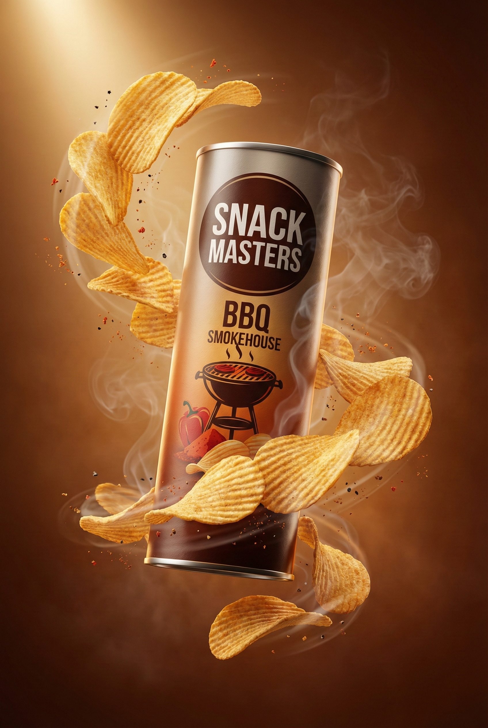 BBQ Chips Can with a Spiral of Crisps