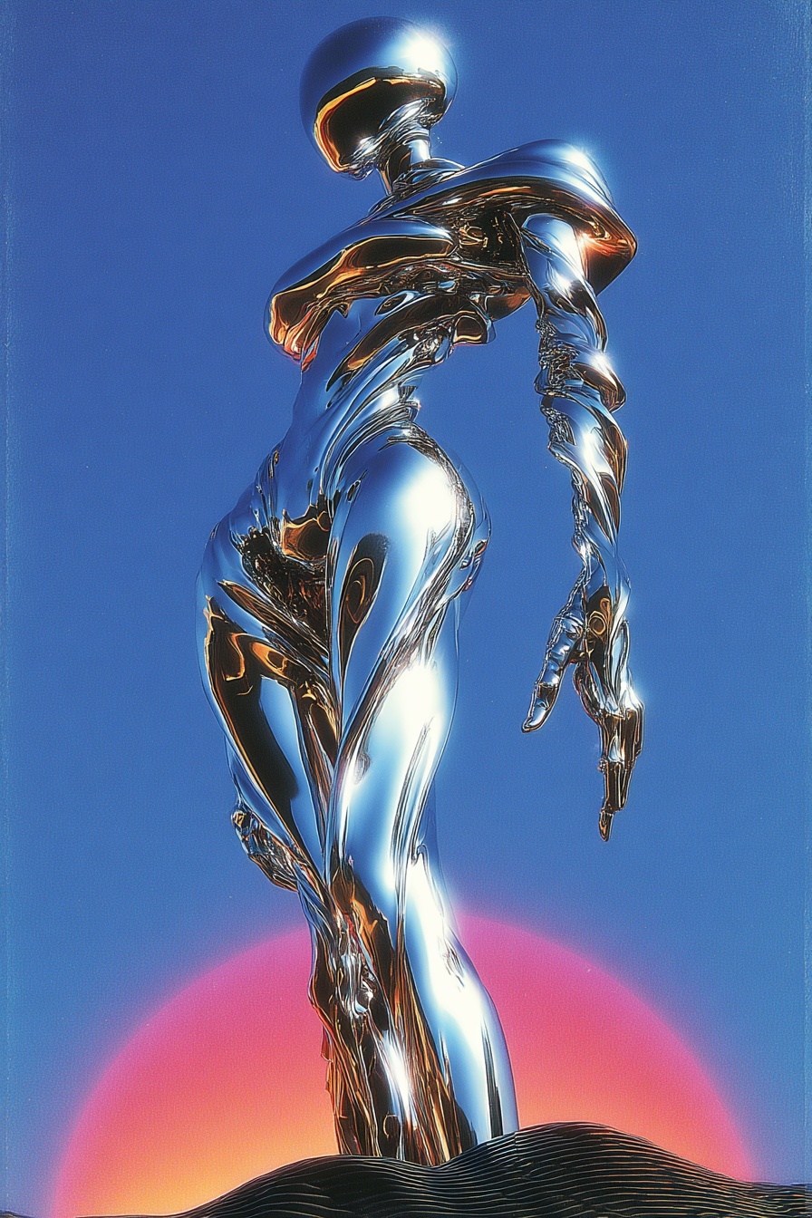 Golden Robot on a Sunset Dune