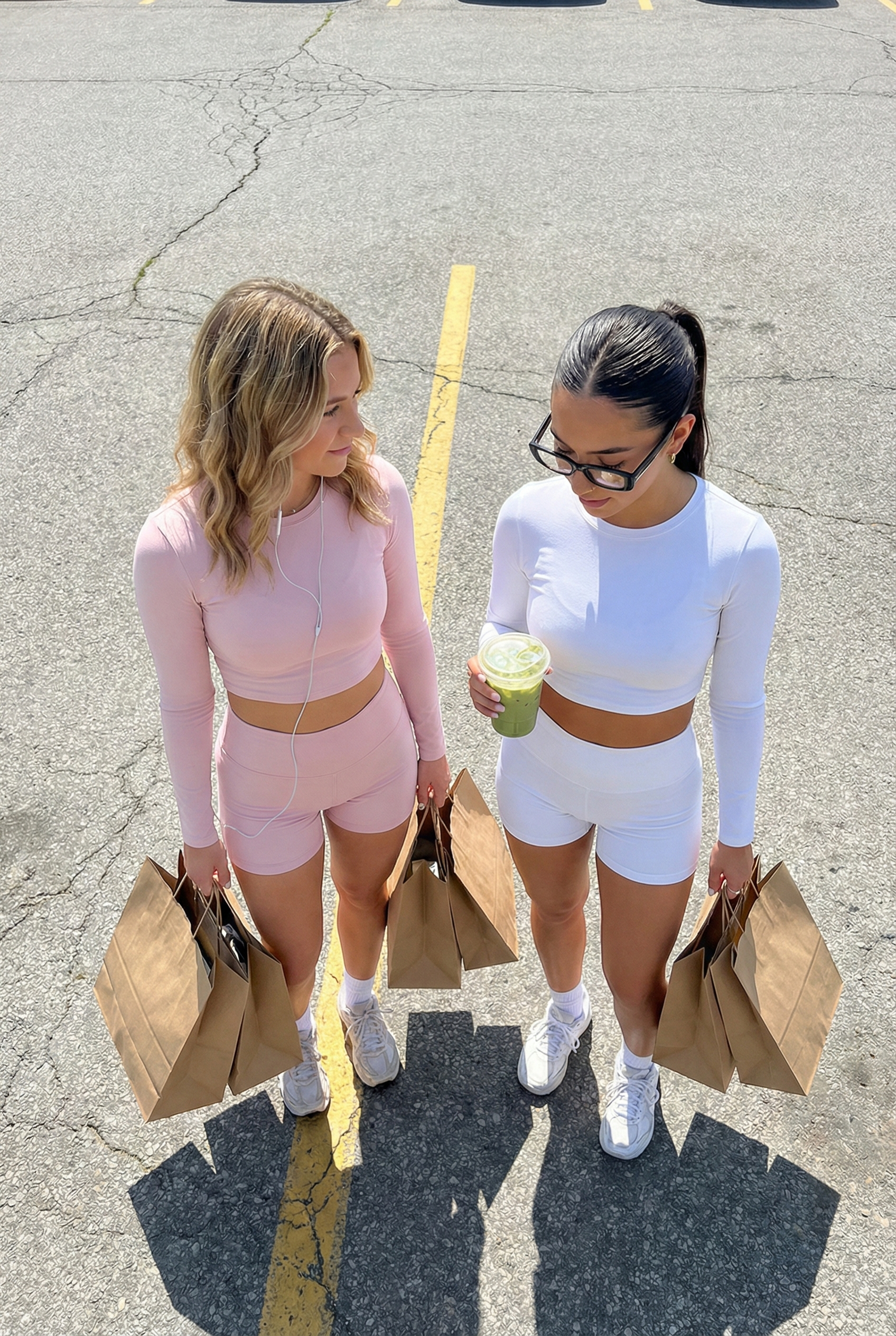 Post-Shopping Duo in Pink and White