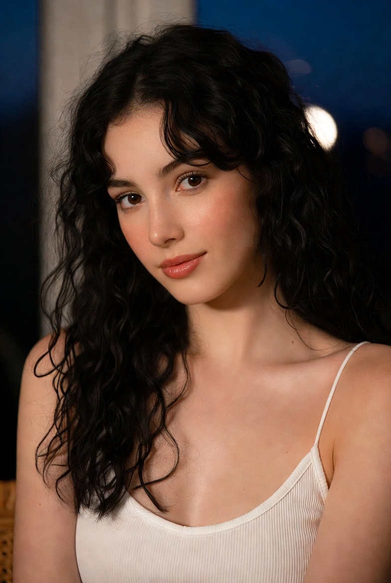 Warm Evening Portrait in a White Camisole