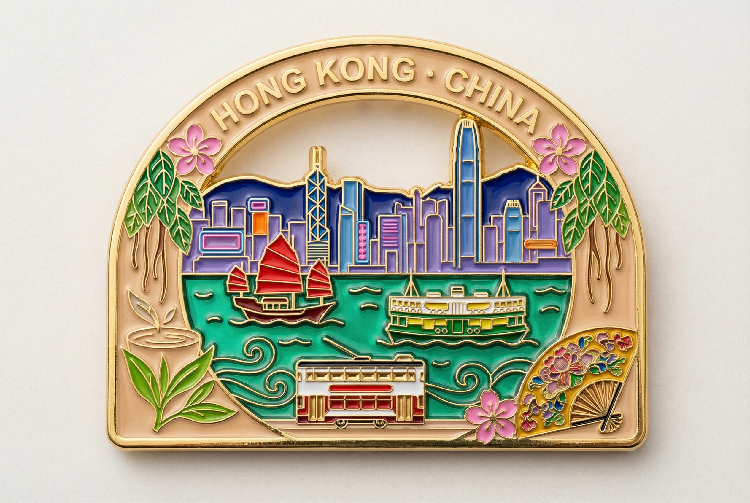 Hong Kong Cloisonné Souvenir Magnet