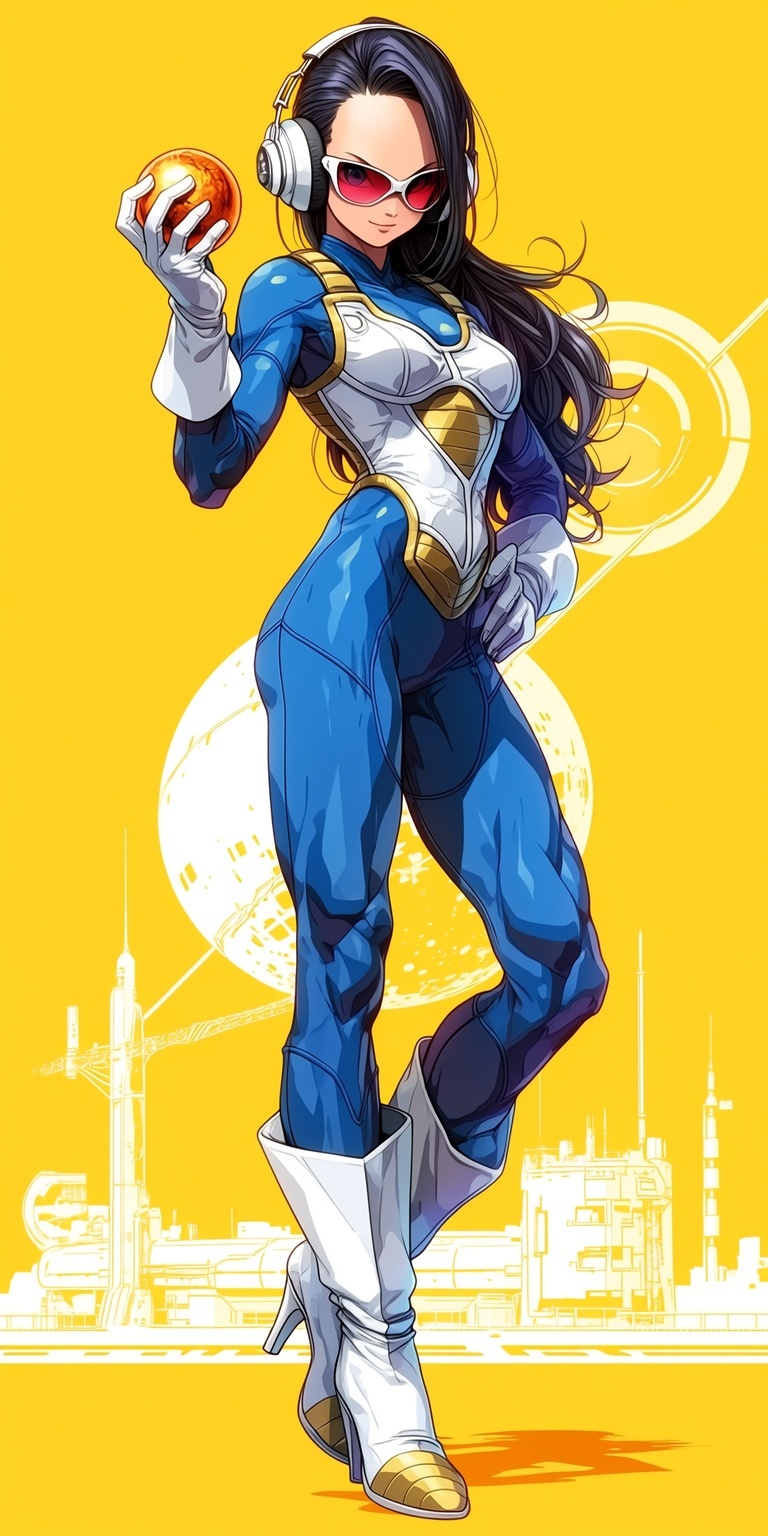 Vegeta-Inspired Cosplayer with an Orange Energy Sphere