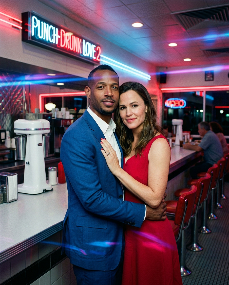 Jennifer Garner and Marlon Wayans Embrace in a Retro Diner