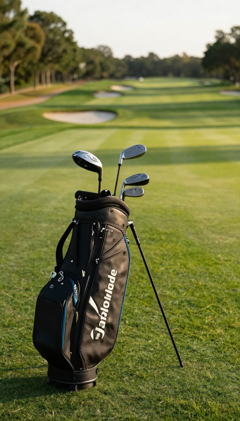 TaylorMade Qi4D Max Driver by a Golf Bag at Golden Hour
