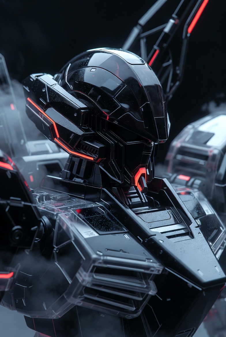 Obsidian Gundam with Crimson Neon Accents