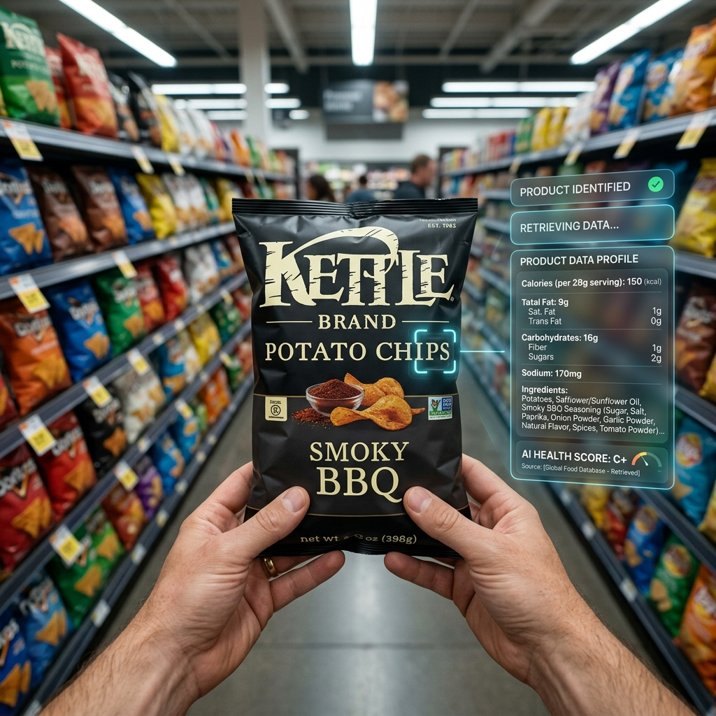 AI Nutrition HUD Scanning Barbecue Chips