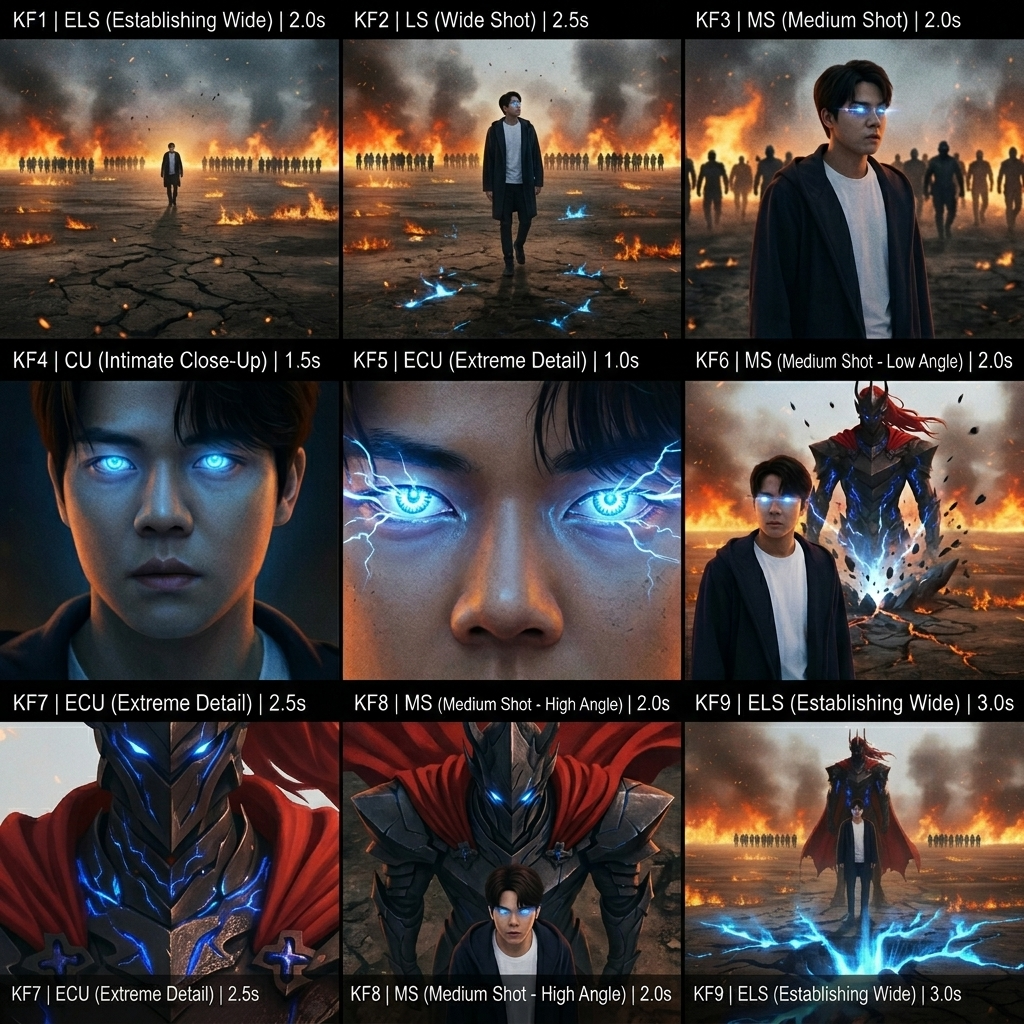 Vorlage für ein filmisches Storyboard mit neun Frames