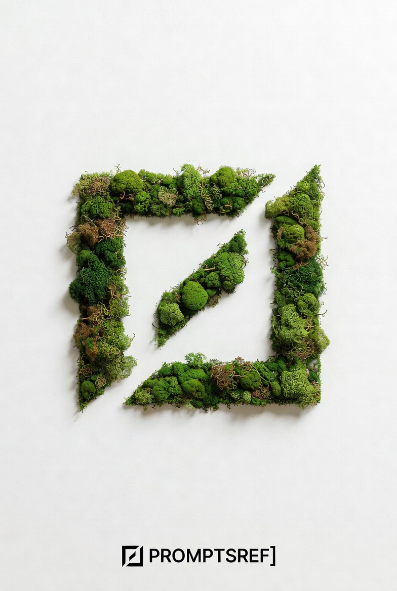 Plantilla de logotipo de marca con textura de musgo