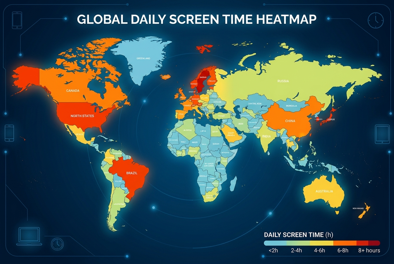 World Heatmap of Daily Screen Time