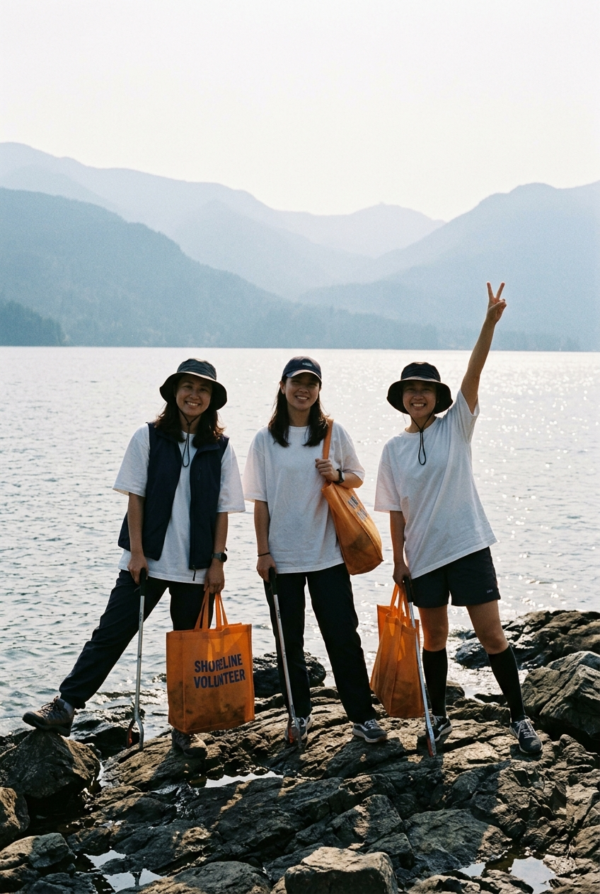 Lakeshore Cleanup with Three Friends