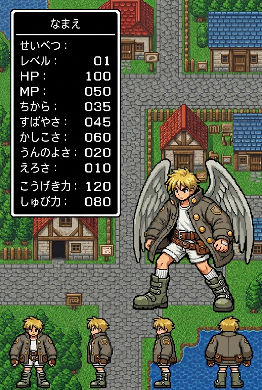 Super Famicom Character Sprites and RPG Status Screen
