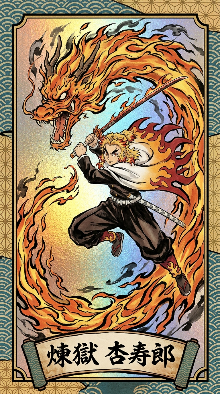 Ukiyo-e Holographic Battle Card Template