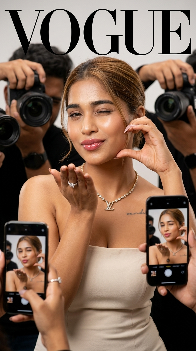 Baiser aux paparazzis en couverture de mode