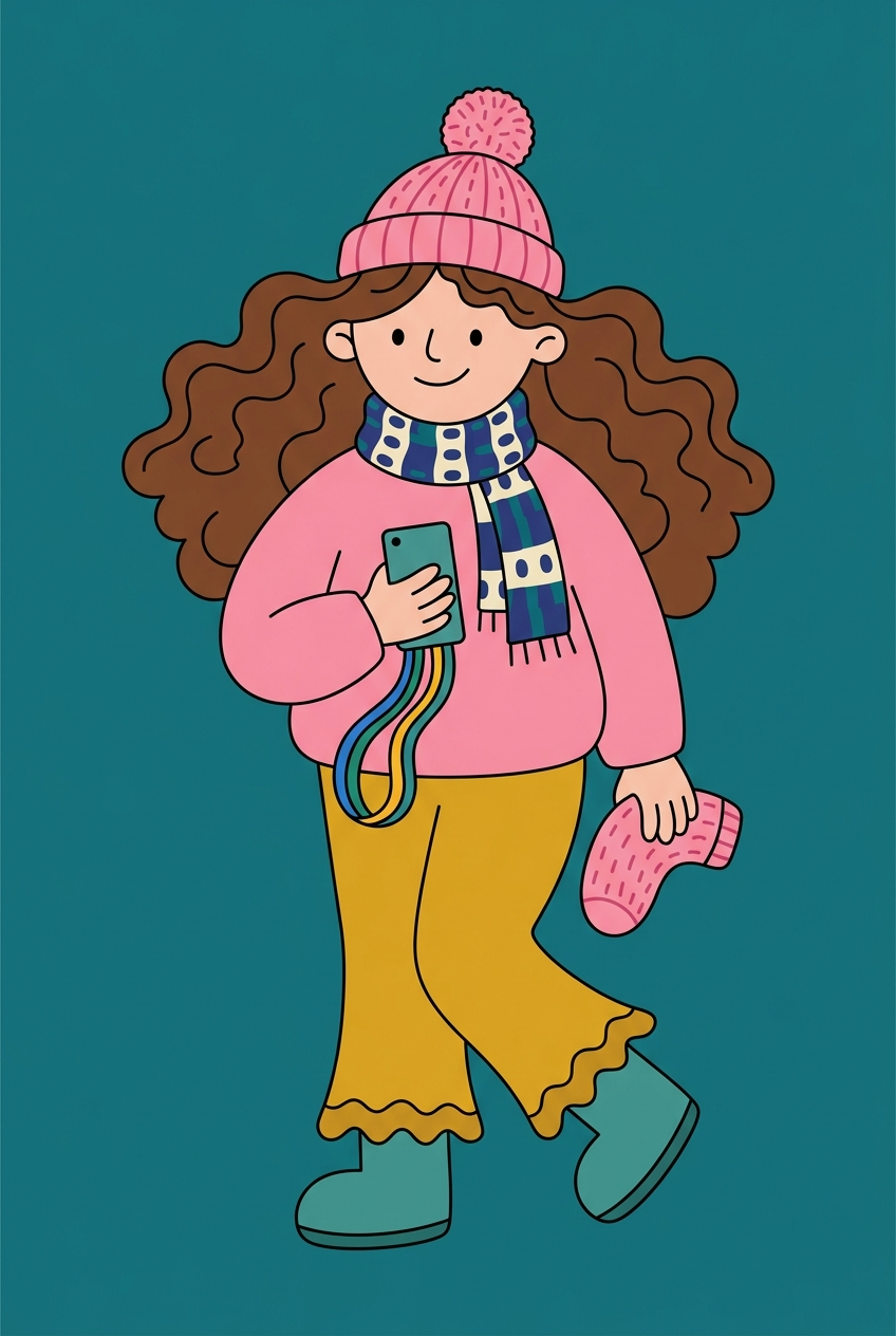 Whimsical Wavy Flat-Vector Character Template