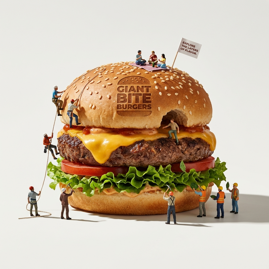 Tiny Figures in a Hamburger World
