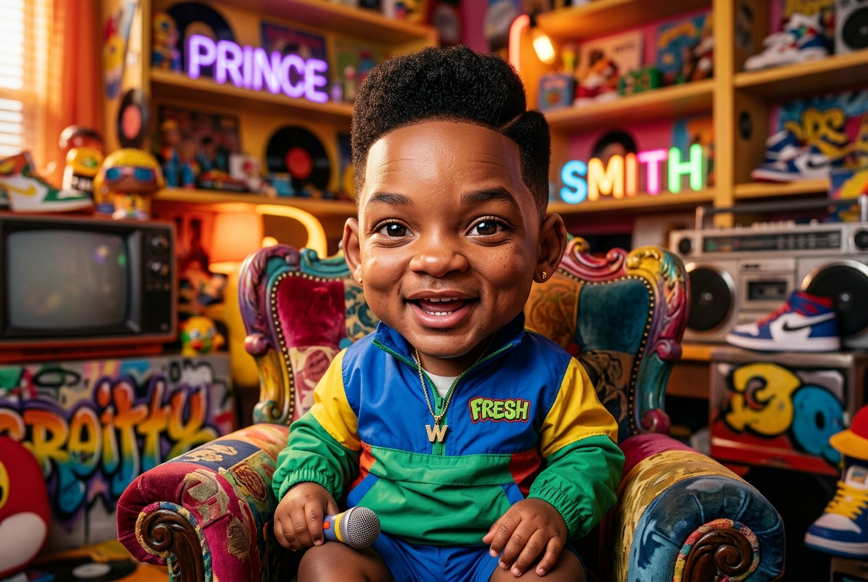 Baby Will Smith in Hyperreal Caricature