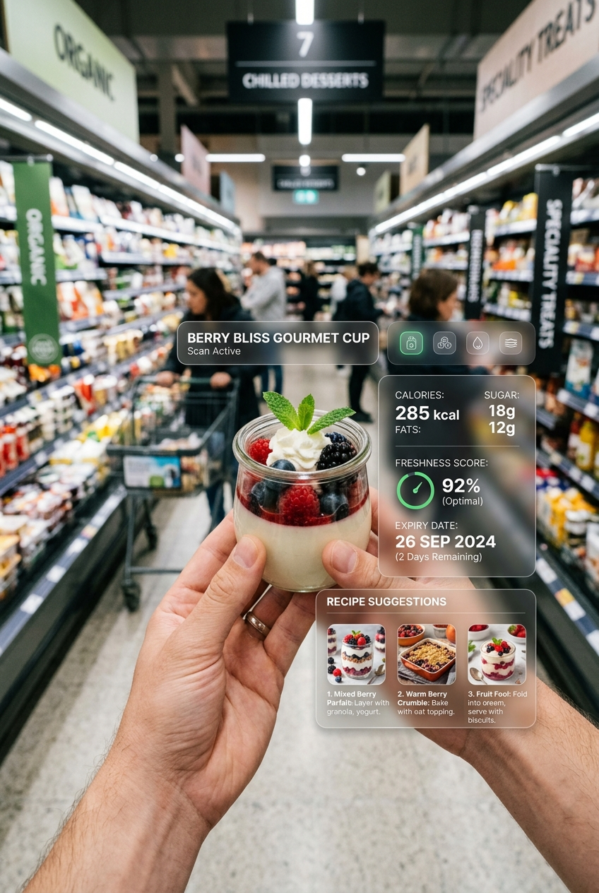 Gourmet Dessert with AR Nutrition Overlay