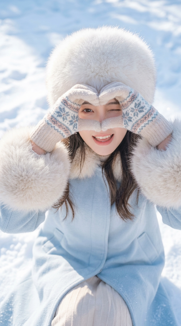 Winter Heart Gesture in Sparkling Snow
