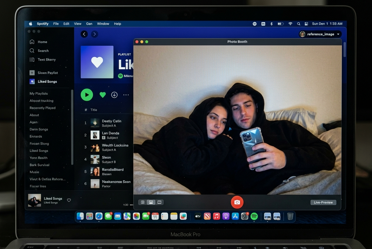 Nocturnal Couple Inside a MacBook Photo Booth Screen
