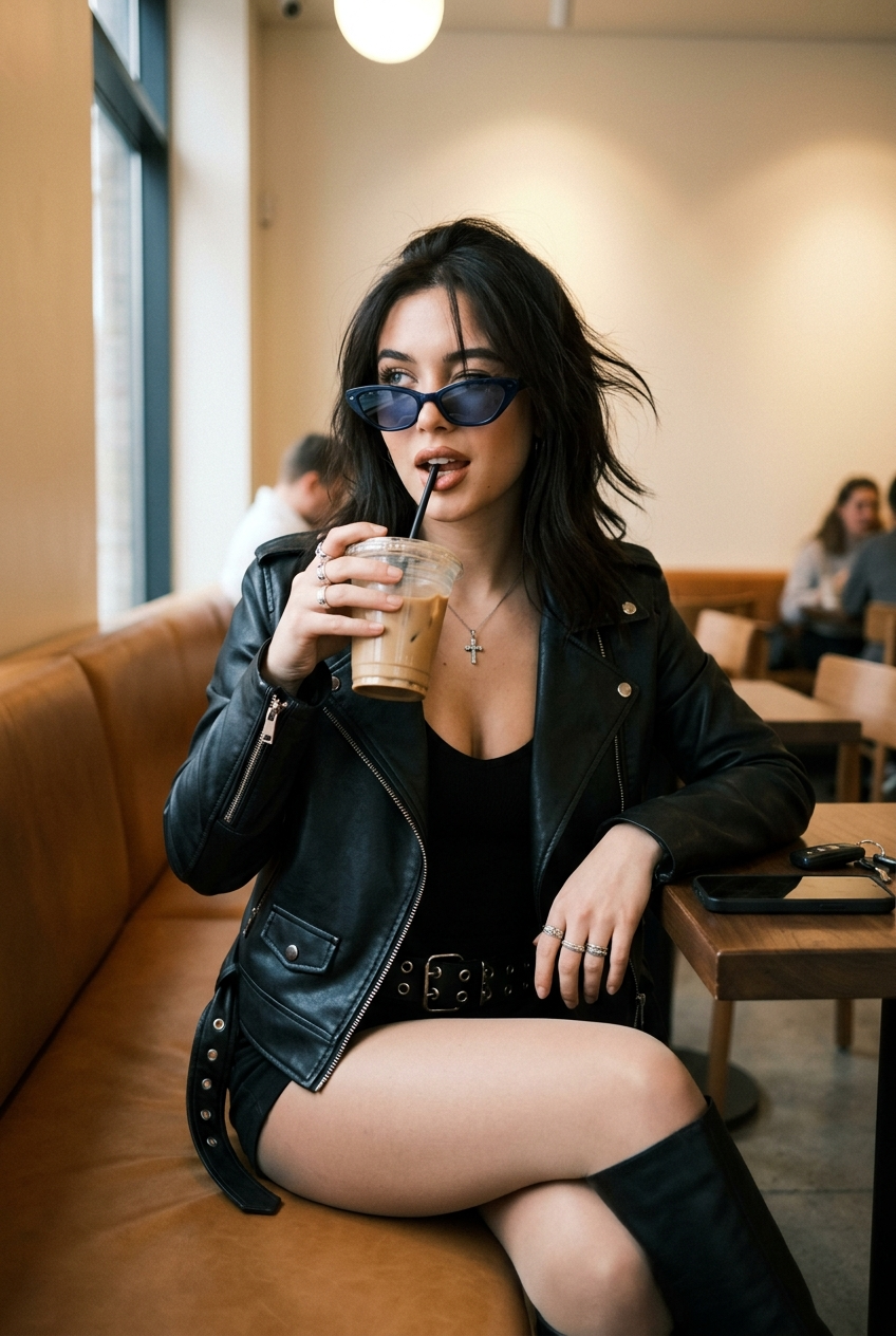 Cool-Girl Iced Coffee in a Warm Café