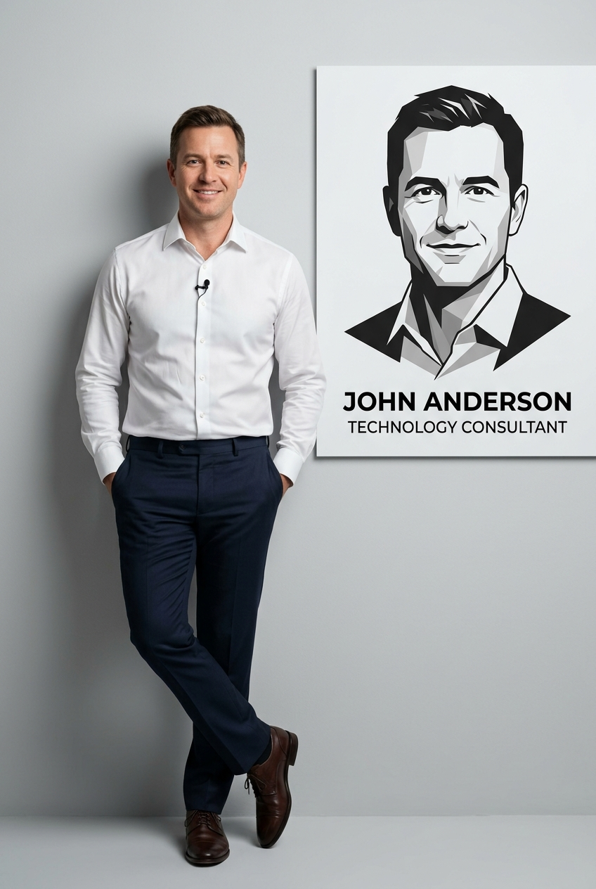 Professional Portrait with Vector Wall Graphic Template