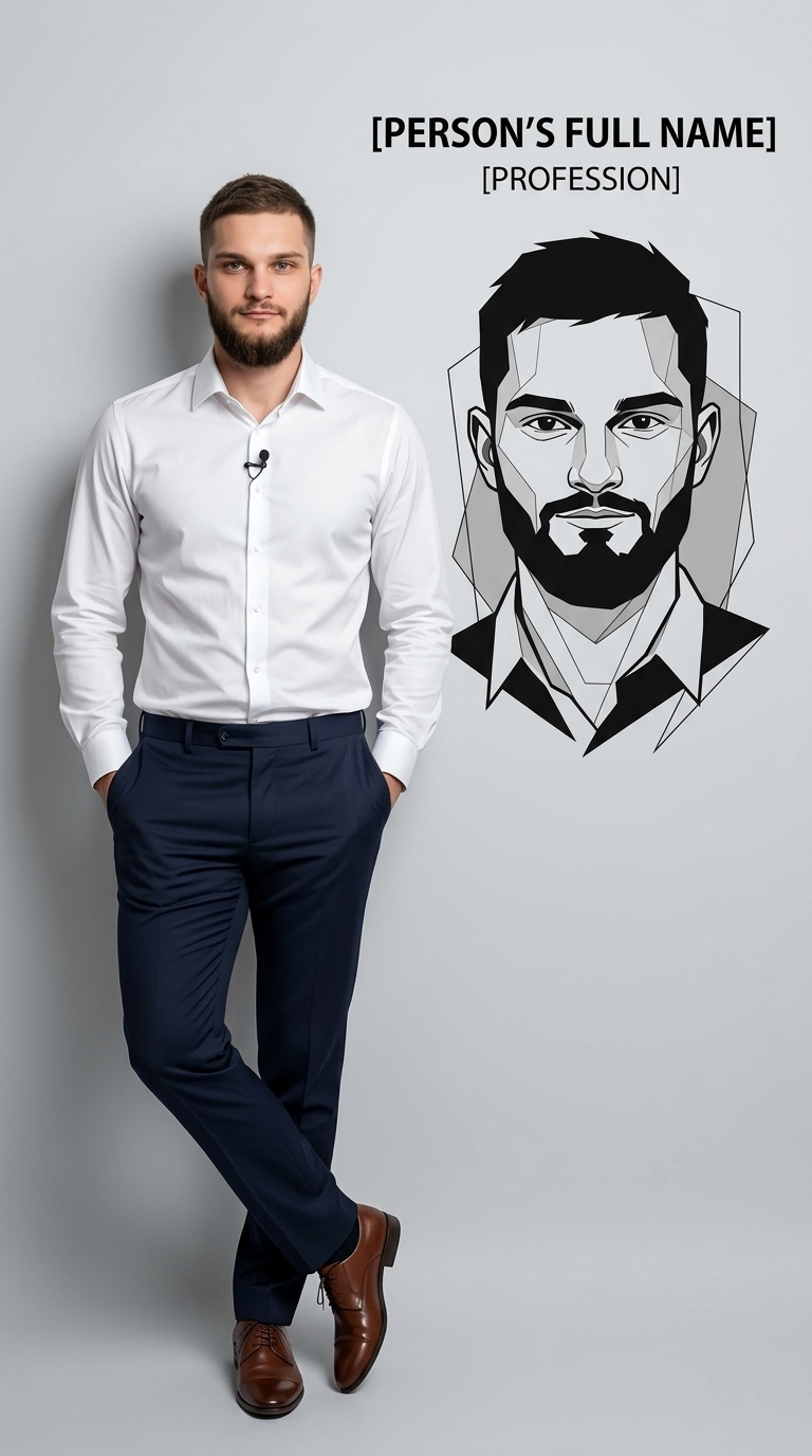 Professional Portrait with Vector Wall Graphic Template