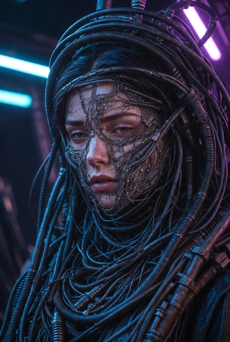 Neon Bio-Organic Cyber Witch