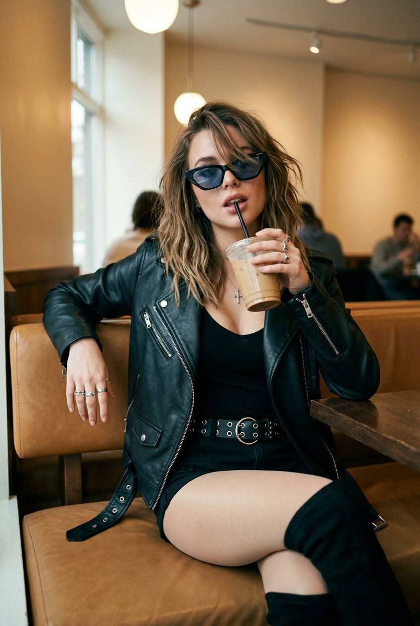 Cool-Girl Iced Coffee in a Warm Café
