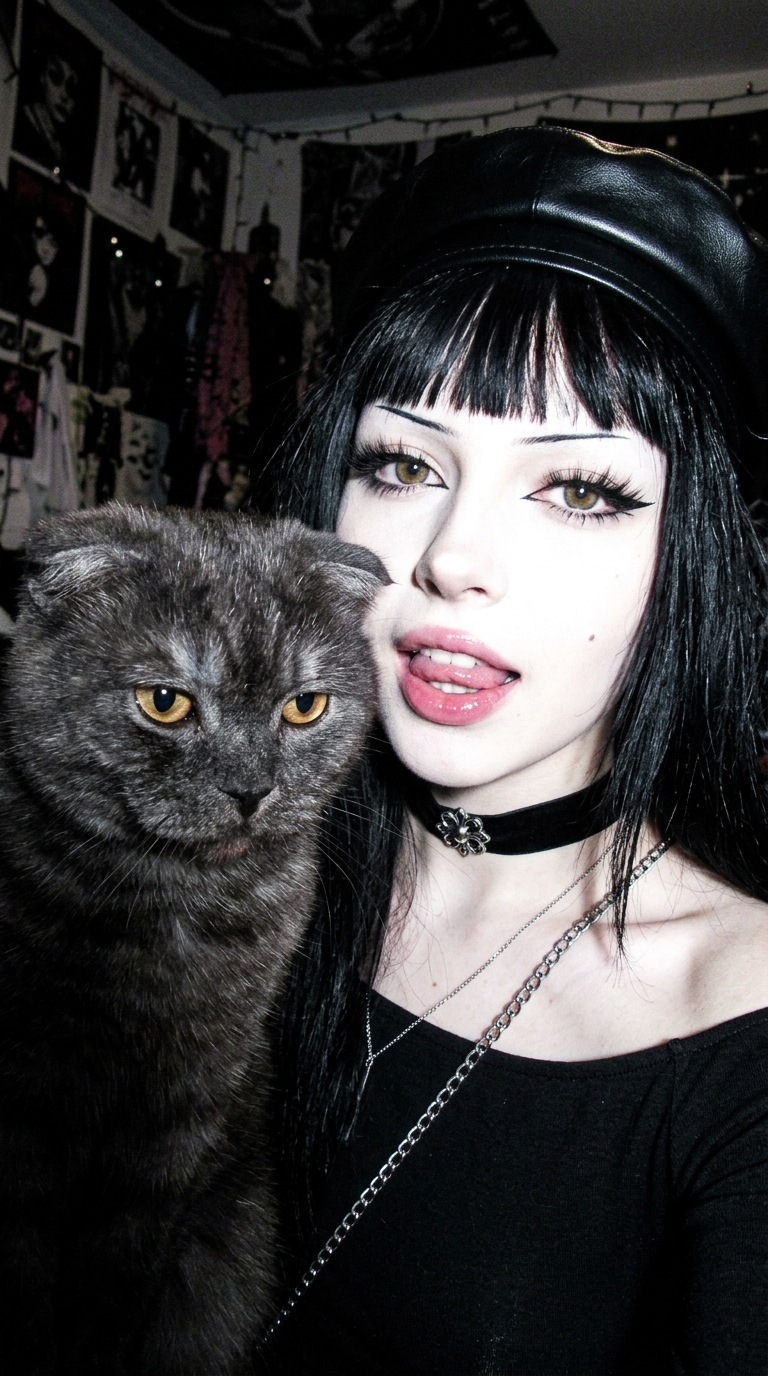Gothic Cat Selfie Template