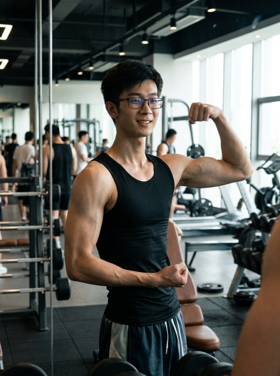 Confident Post-Workout Mirror Portrait