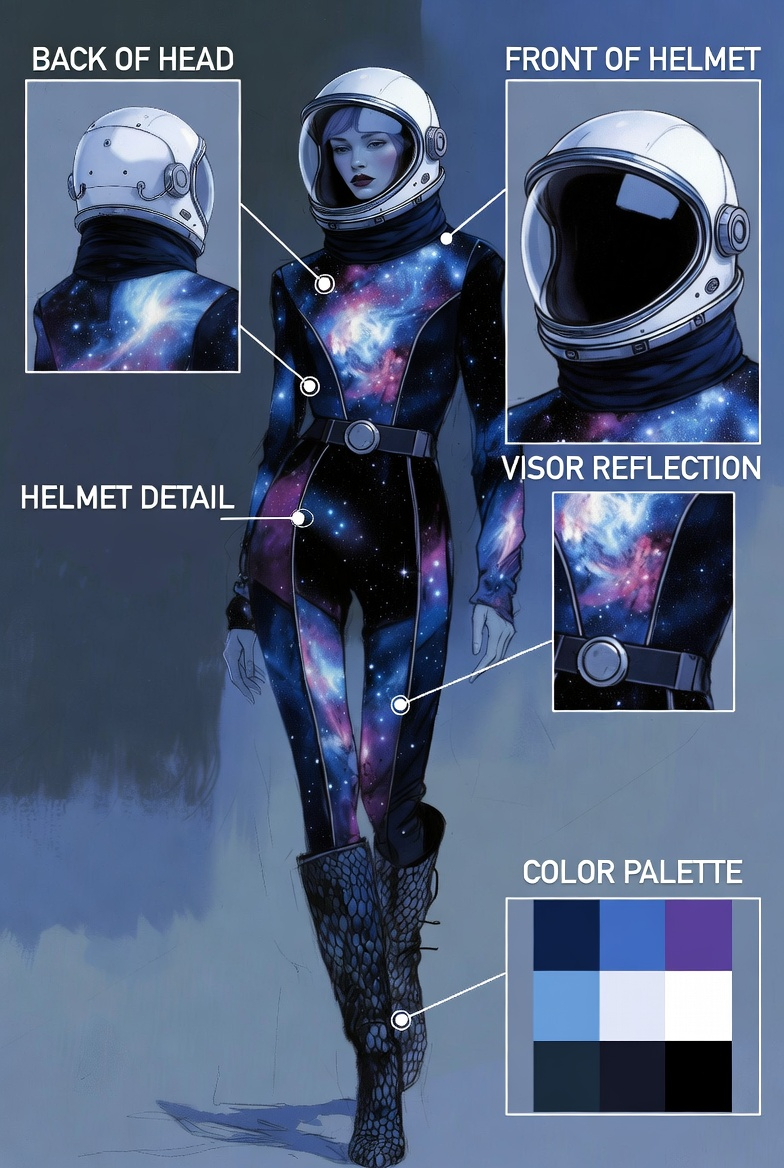 Galaxy Astronaut Fashion Design Sheet