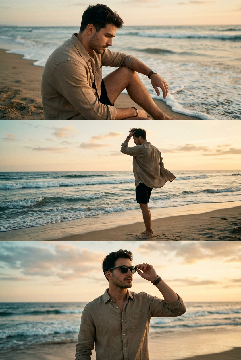 Three Golden-Hour Beach Portraits
