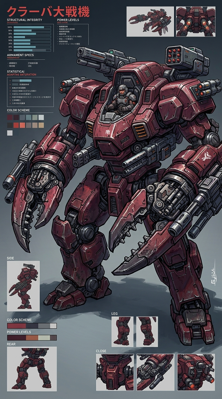 Crimson Crab Combat Mech Design Poster