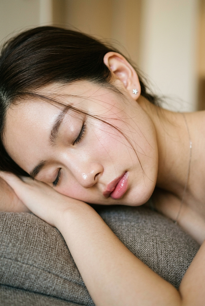 Sleeping Woman in an Intimate Macro Portrait