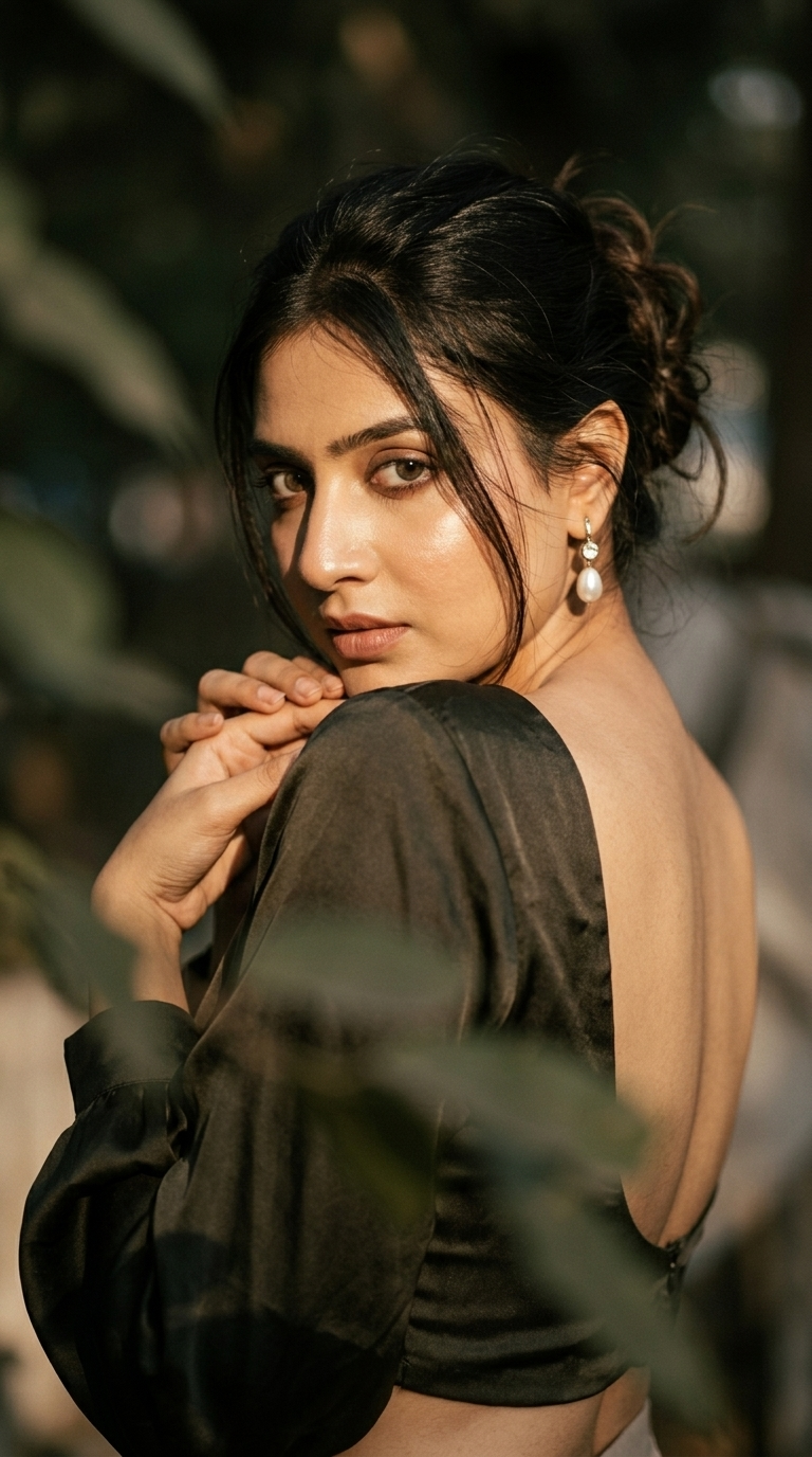 Ethereal Golden-Hour Portrait Over the Shoulder
