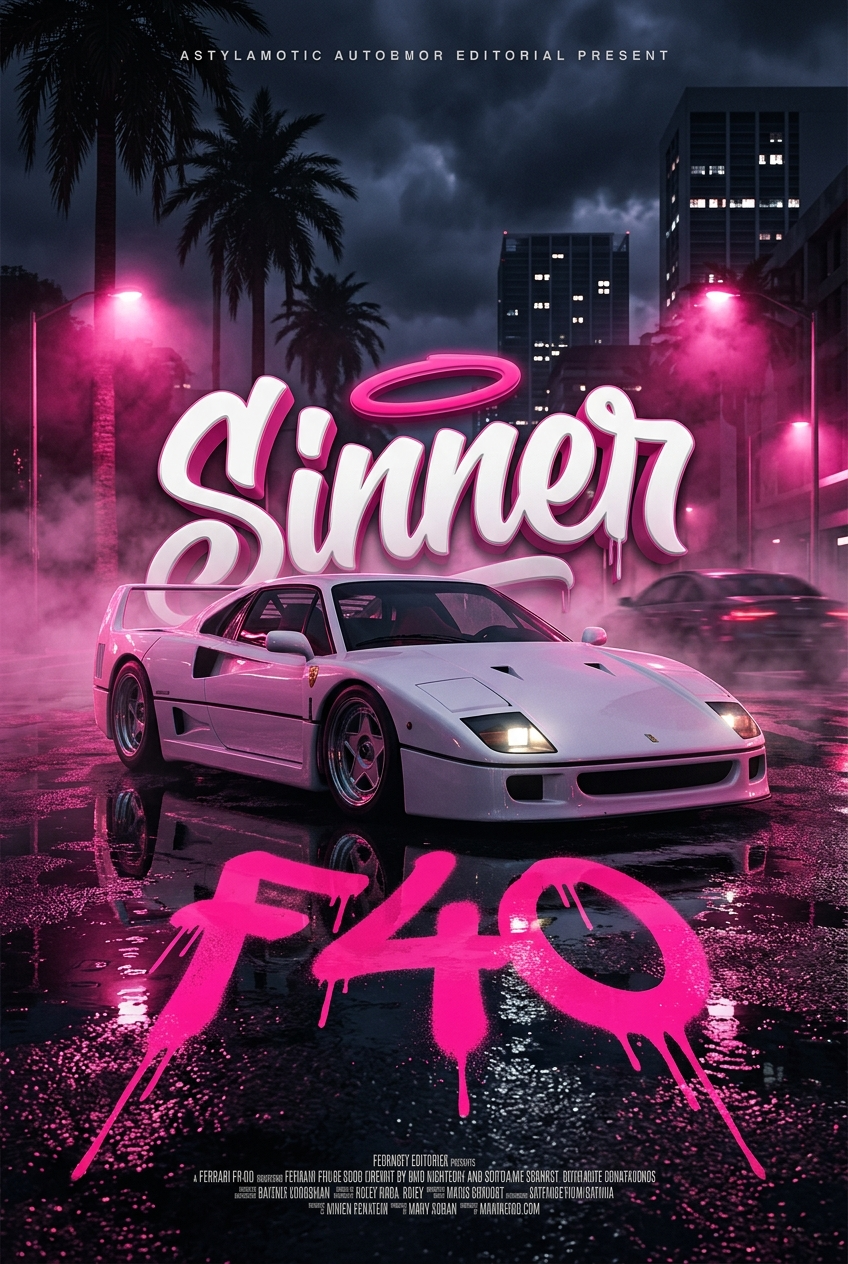 Ferrari F40 in Neon-Graffiti