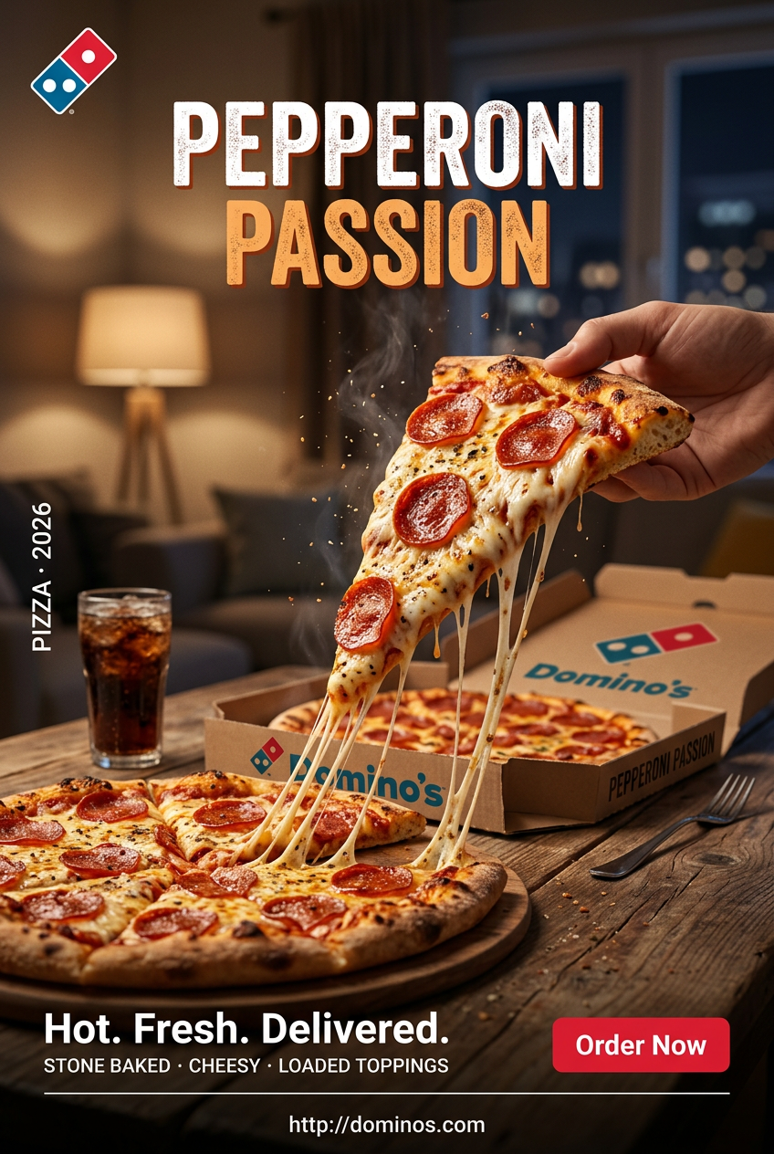 Domino’s Pepperoni Pizza Cheese Pull