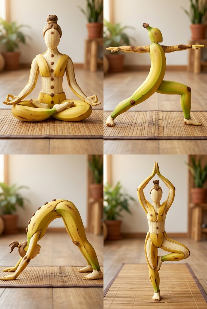 Banana-Peel Yoga Asana Grid
