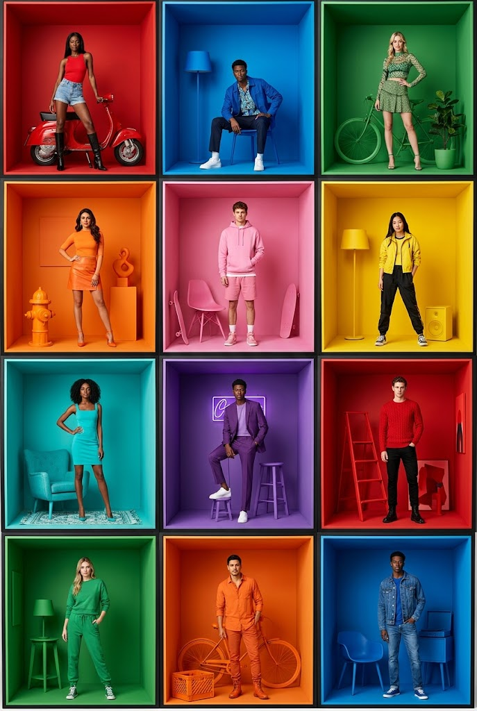 Fashion Models in Vibrant Box Dioramas
