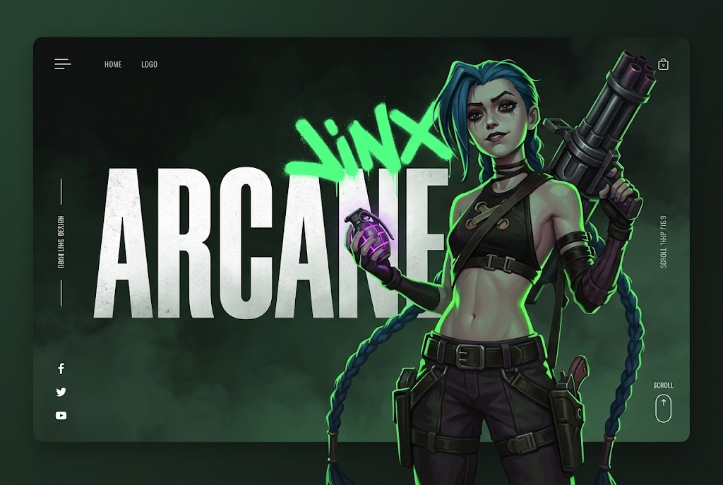 Jinx in a Neon Arcane Landing Page