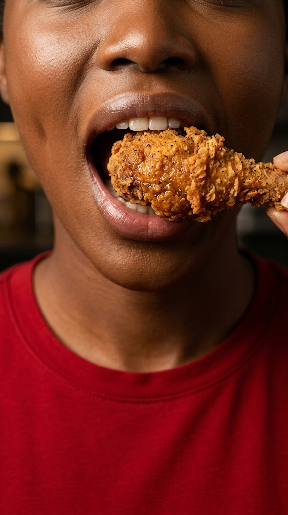 Crispy Fried Chicken Bite in Extreme Close-Up
