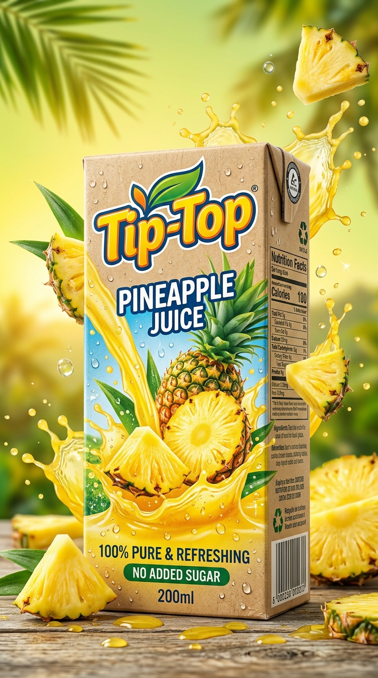 Tip-Top Pineapple Juice Tropical Packaging