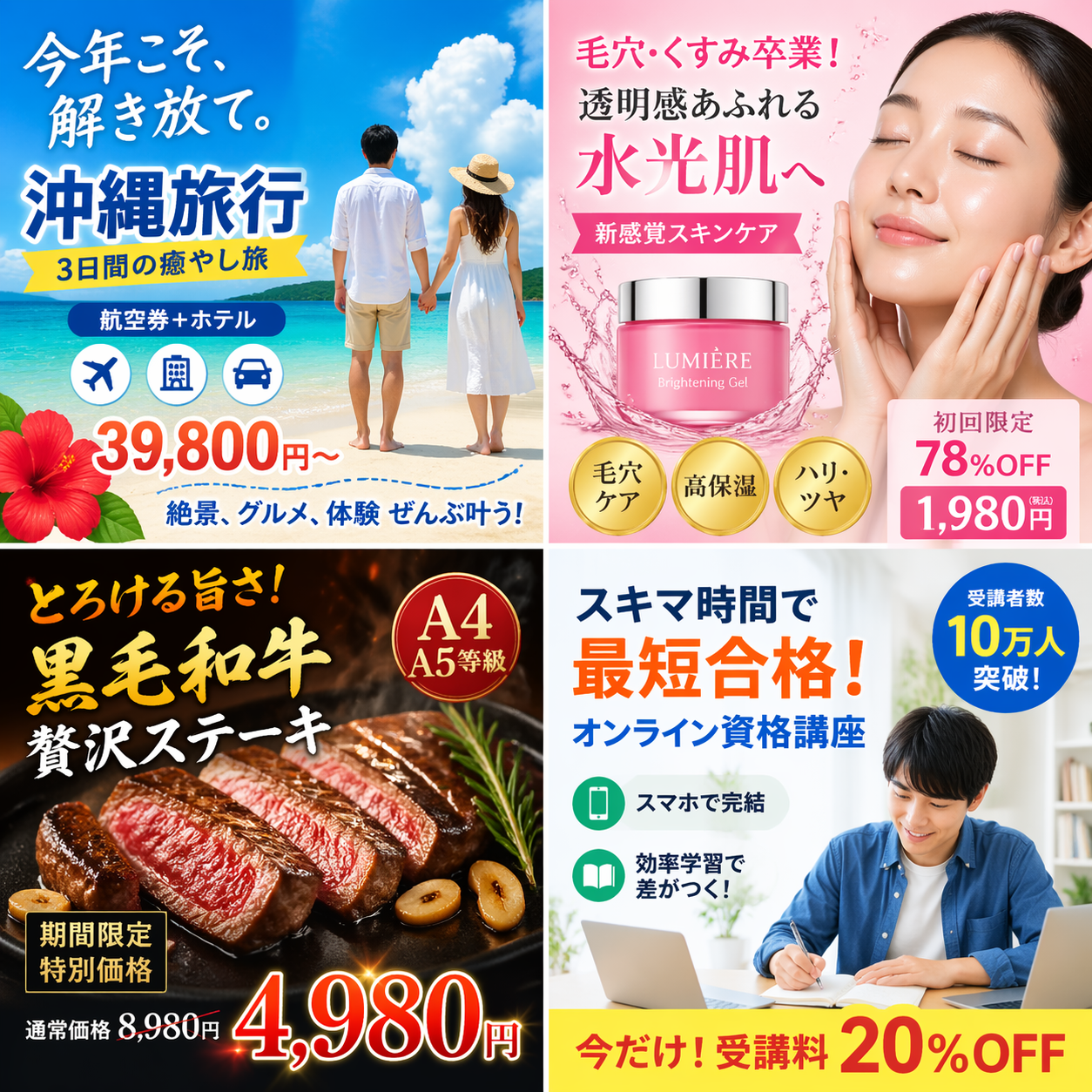 Four Japanese Digital Advertising Banner Templates