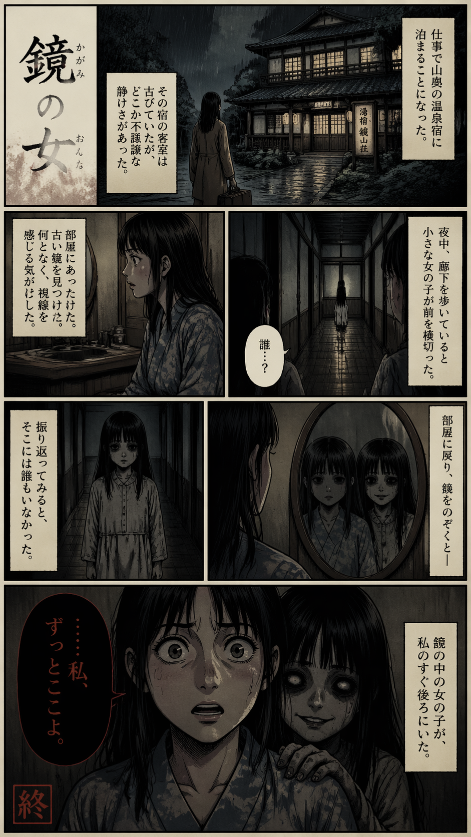 Japanese-Style Horror Comic Page