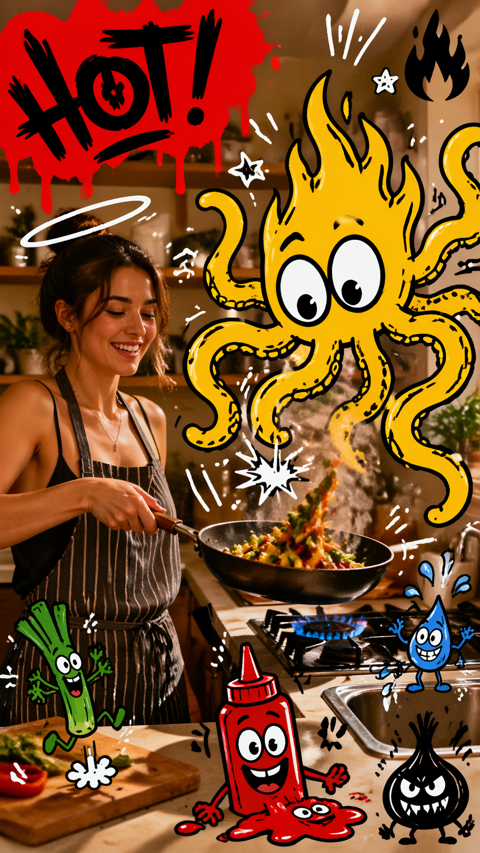 HOT-Küchenfoto mit Graffiti-Doodles