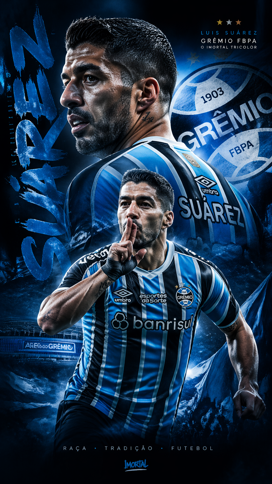 Create an artwork, a design of Suarez at Grêmio FBPA, advanced design...