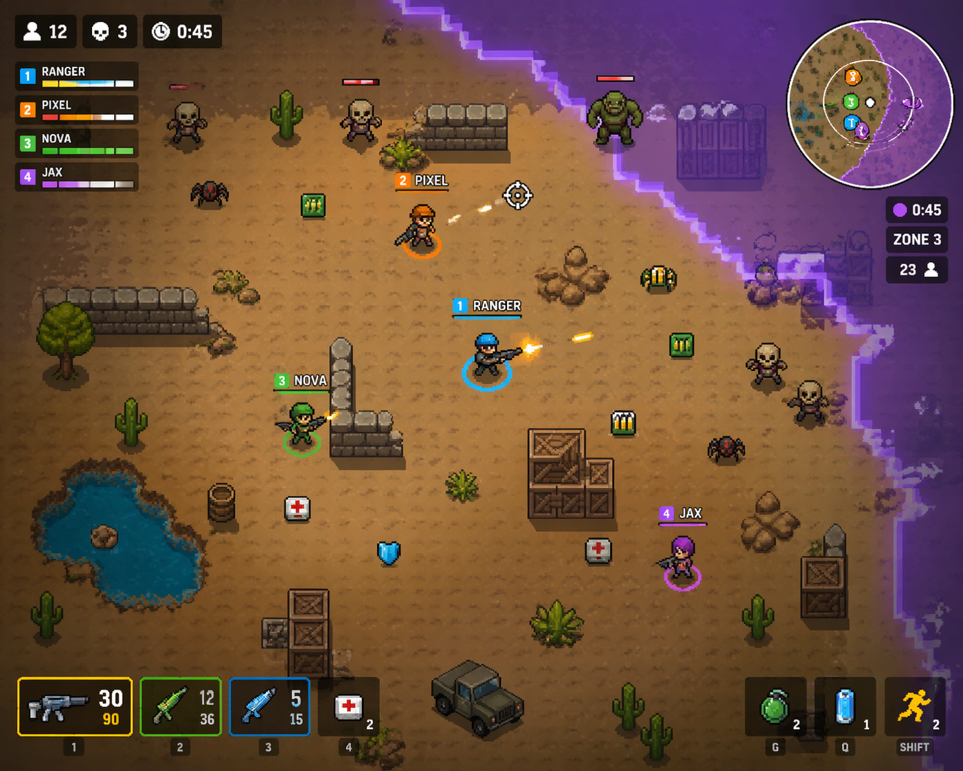 Top-Down Pixel Battle Royale Gameplay Template