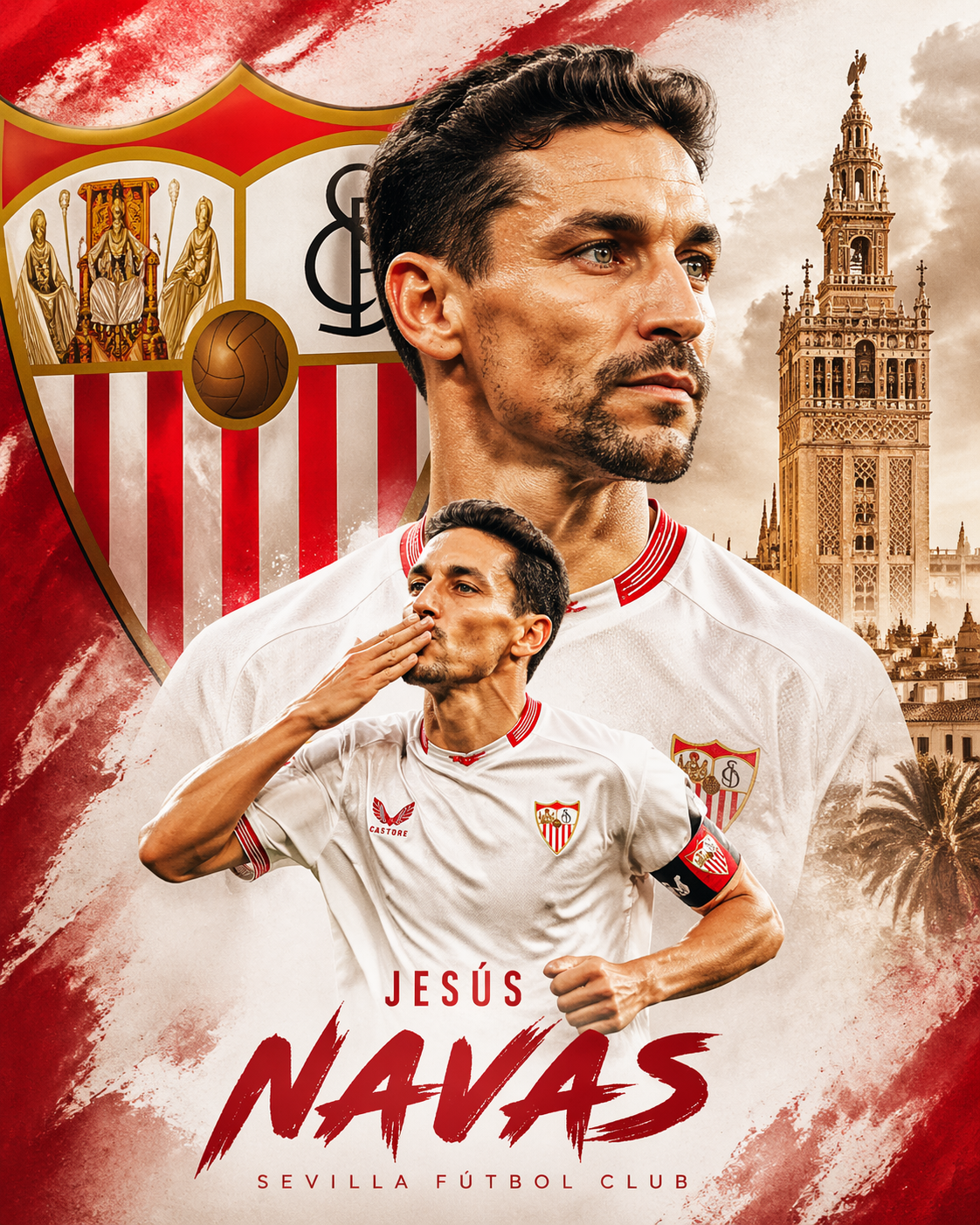 Jesús Navas with Sevilla and the Giralda