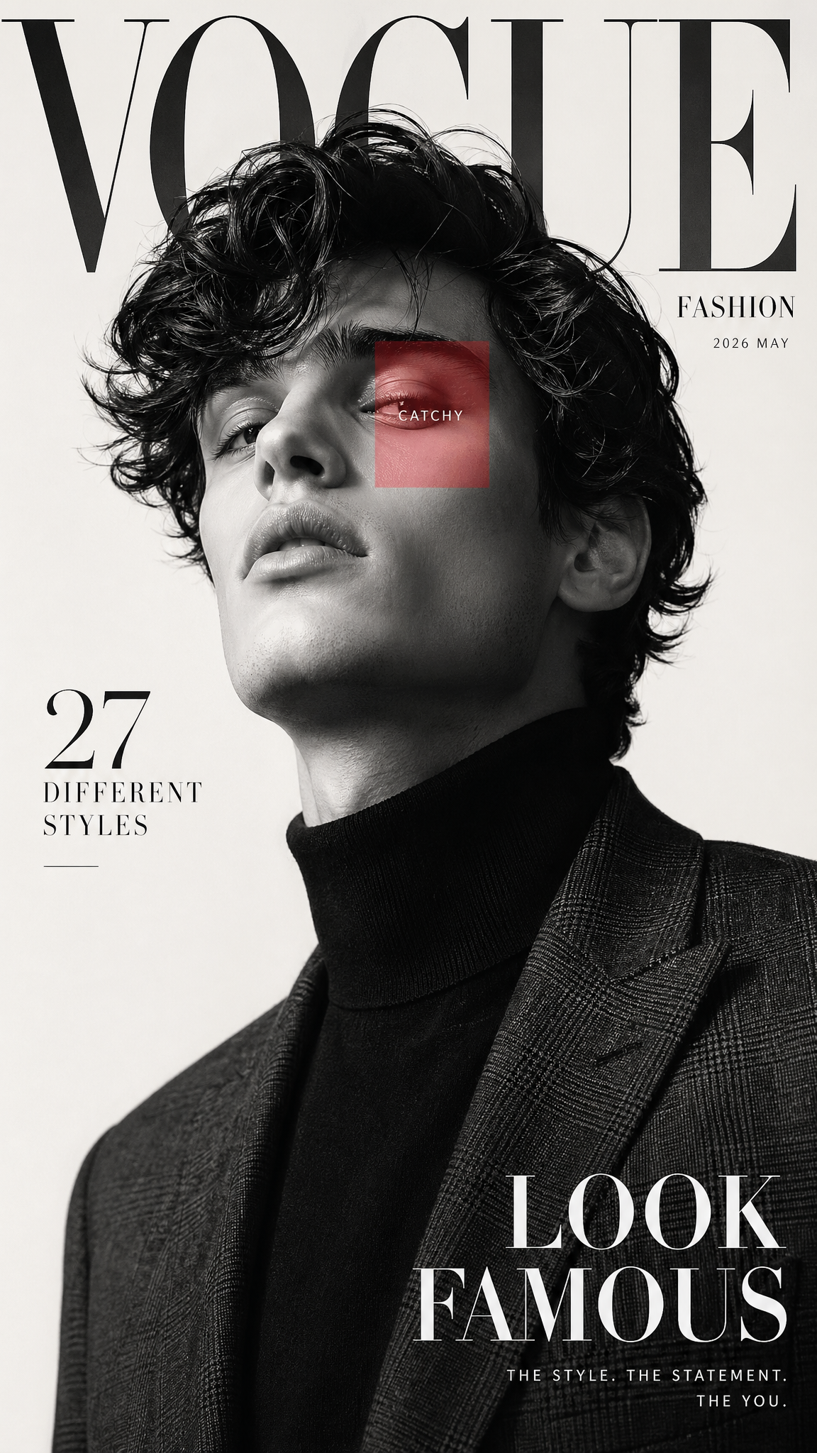 Portada masculina de Vogue en blanco y negro