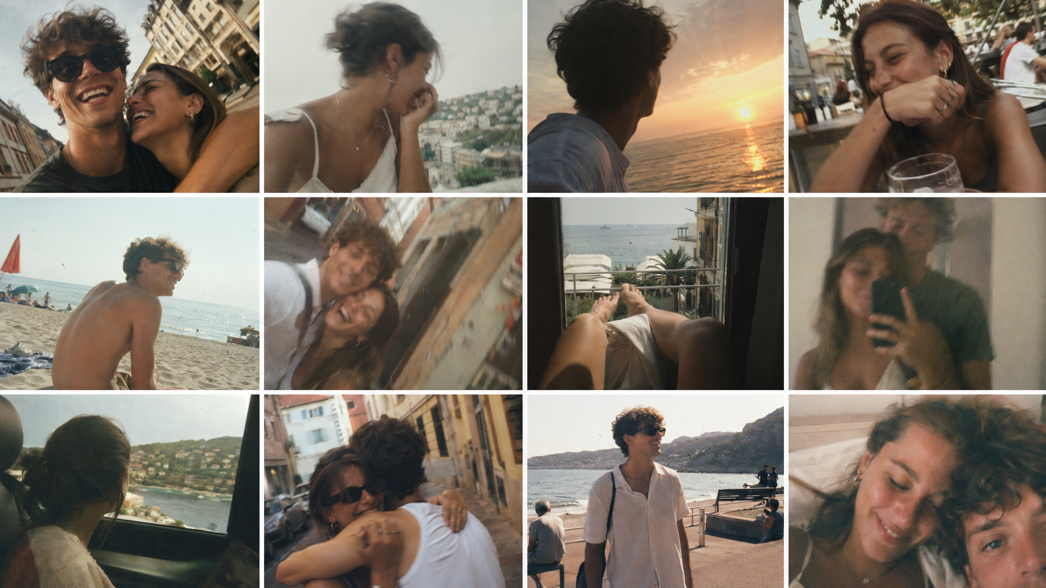 Selfies de vacances nostalgiques d’un jeune couple
